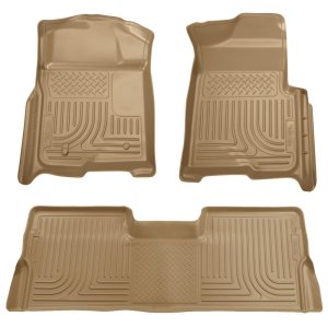 Ford F-150 Floor Liners - Front + Rear - Husky Liners - WeatherBeater Combo - Tan - `09-`12 Ford F-150 Floor Liners - Front + Rear - Husky Liners - WeatherBeater Combo - Tan - `09-`12